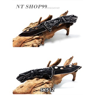 NT SHOP มีดเดินป่า มีดพก มีดใบมีดสีดำคมเท่ มีดสะสม knife K194