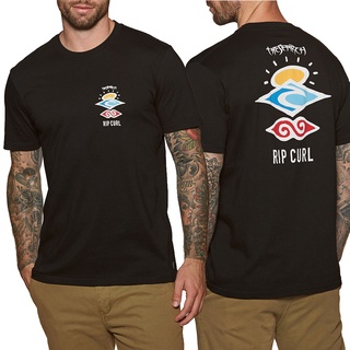 [S-5XL]เสื้อยืดแขนสั้น พิมพ์ลาย Rip Curl Search Essential สีดํา สําหรับผู้ชาย ไซซ์ S-4XL