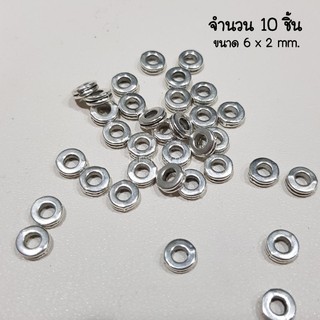 ลูกปัดธิเบต ตัวคั่น แบน 6mm. 10ชิ้น อะไหล่เครื่องประดับ