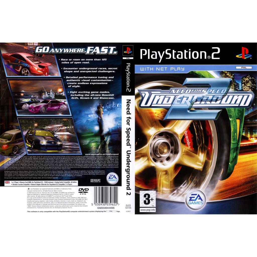 แผ่นเกมส์ Need For Speed Underground 2 PS2 Playstation2 คุณภาพสูง ราคาถูก
