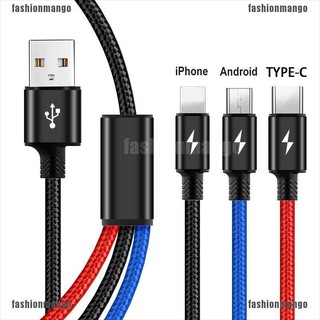 [cod&amp;new] 3in1 สายเคเบิล USB 8Pin Micro USB Type-C สายชาร์จ สายชาร์จ