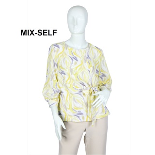 Mix-Self เสื้อพิมพ์ลายกราฟิกแต่งโบว์ผูก รุ่น IB74543