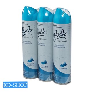 เกลด Glade สเปรย์ปรับอากาศ กลิ่นคลีนเฟรช ขนาด 320 กรัม x 3 กระป๋อง สินค้าใหม่ ยกแพคสุดคุ้ม พร้อมส่ง