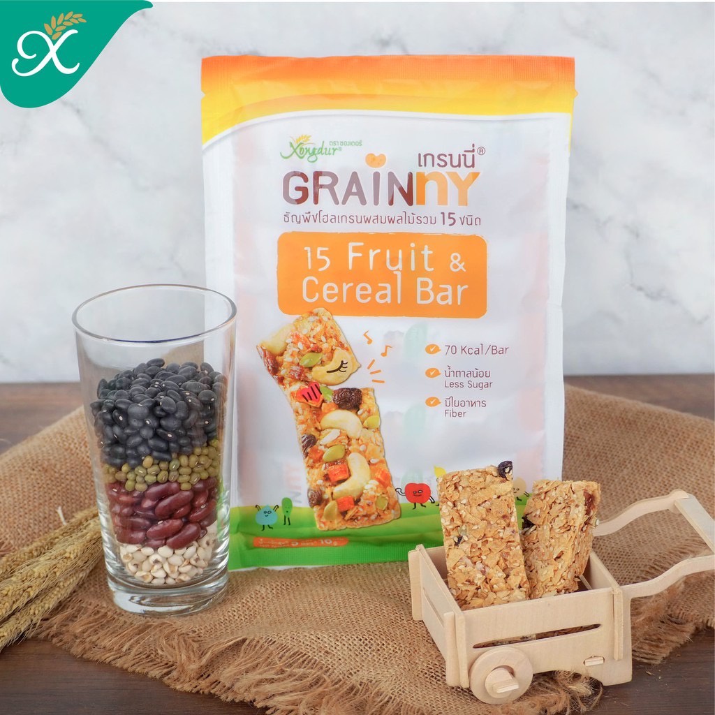 Grainny ซีเรียลบาร์ ธัญพืชผสมผลไม้ งาดำแท่งผสมธัญพืชโฮลเกรน 8 ชนิด/สินค้านี้ไม่สามารถสั่งร่วมได้