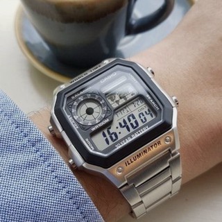 นาฬิกาแฟชั่นผู้ชาย Casio  รุ่นแผนที่โลก《 แถมฟรี !! กล่อง+ถุงคาสิโอ 》