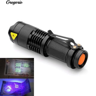 Gregorio ไฟฉาย LED Zoomable ไฟฉายแสงไฟฉายขนาดเล็กสีม่วงหลอด UV Mini Outdoor Mini