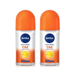 NIVEA นีเวีย ดีโอ เอ็กตร้า ไวท์ ซี แอนด์ อี โรลออน ระงับกลิ่นกาย 50 มล. X 2 ขวด