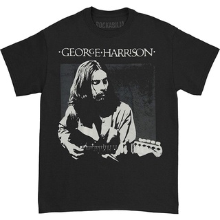 100%cotton เสื้อยืดคอวีผู้ชาย Beatles Mens George Harrison Live Portrait T-Shirt Black men เสื้อ ยืด ผู้ชาย คอกลม โอเวอ