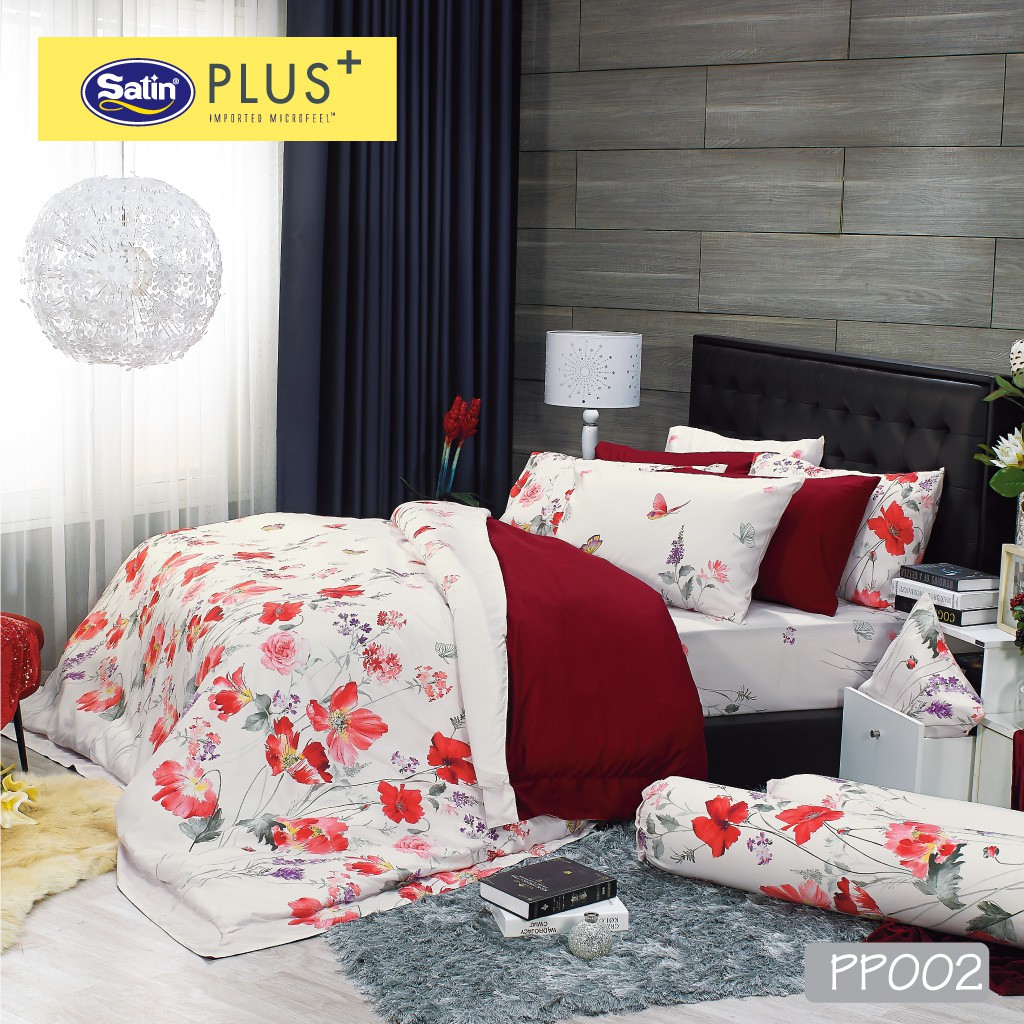 Satin Plus ใหม่นุ่มมาก ชุดผ้าปู 5 ฟุต มี 5 ชิ้น (ไม่รวมนวม) PP002