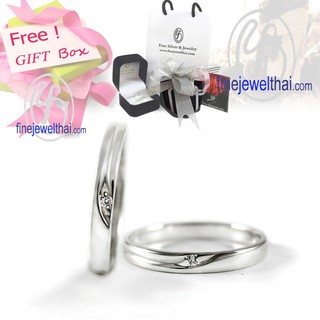 Finejewelthai แหวนเงินแท้-แหวนคู่-แหวนแต่งงาน-แหวนเพชรแท้/ Silver-Ring-Diamond - Diamond_Gift_set4