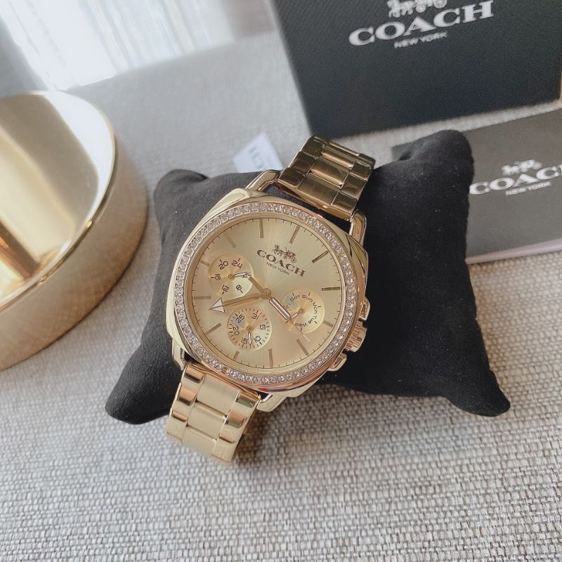 นาฬิกาCoach Womens 14503130 Mini Boyfriend Gold Tone Stainless Glitz Watch