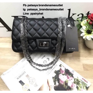 ZARA chain shoulder bag แท้💯outlet กระเป๋าถือหรือสะพาย look like chanel ดีไซน์สวยหรูแบบตารางนูนทั้งใบ หนังนิ่ม