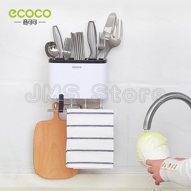 ECOCO ที่ใส่ช้อนส่อม ตะขอแขวน ติดผนัง ไม่ต้องเจาะ สดวกในการจัดเก็บ E1801 ราคา ถูกที่สุด ดีลบีเคเค