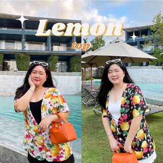 💖Lemon Top เสื้อคุลมแขนสั้นลายเลม่อน #เสื้อผ้าสาวอวบ Plussize