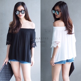 Open Shoulder Lace Top