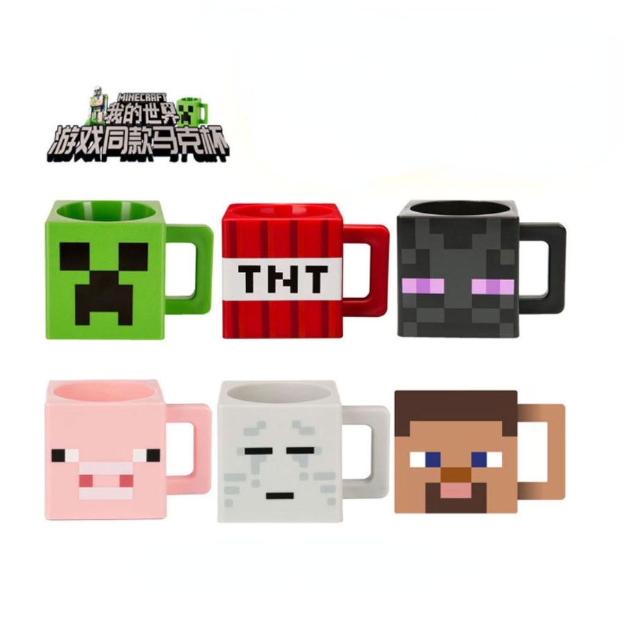 แก้วน้ําดื่ม PVC รูปสนามหญ้า Minecraft Enderman Creeper TNT เหมาะกับของขวัญ แบบสร้างสรรค์ ของเล่นสําหรับเด็ก และผู้ใหญ่