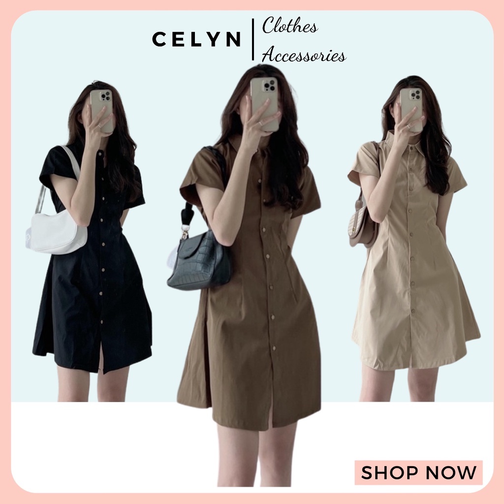 เดรสเชิ้ตคอปกเยอรมันเอวเป็นก้อน VSM004 Celyn.clothes