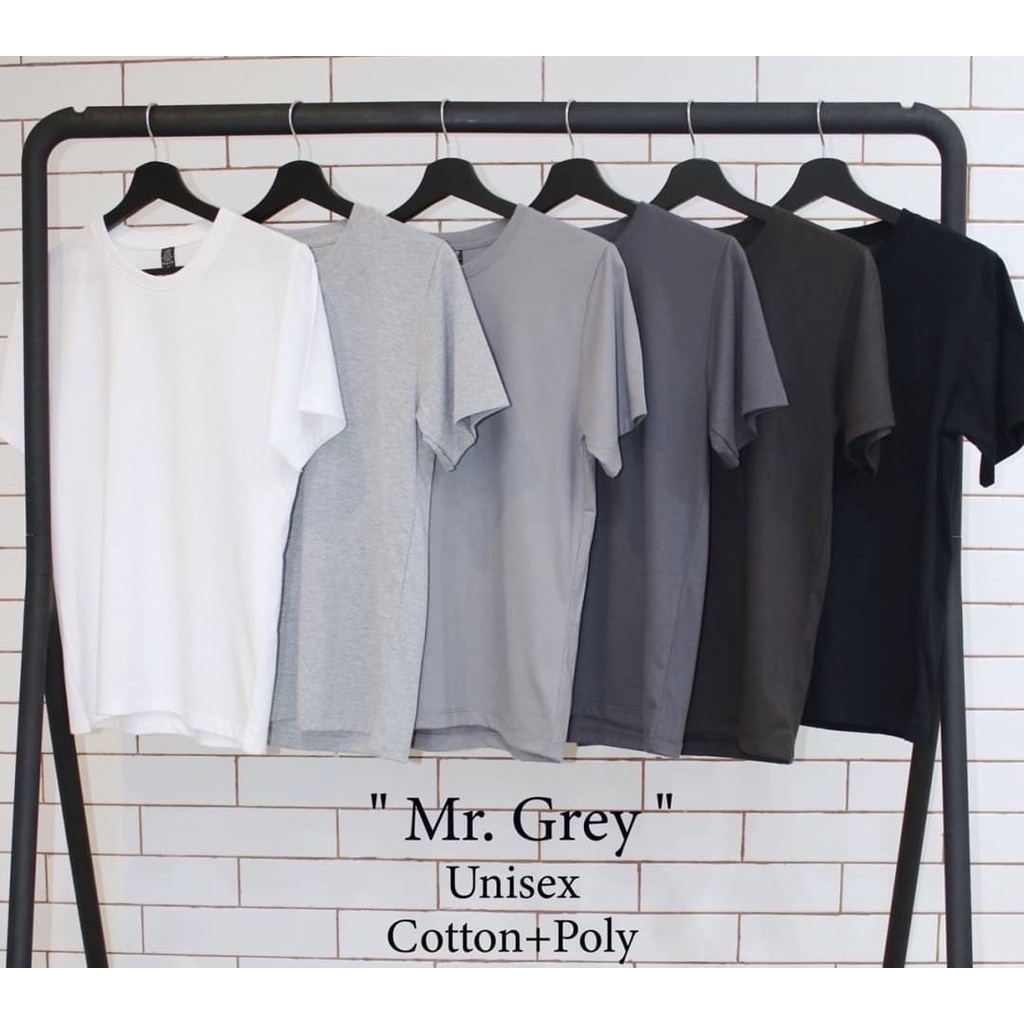 แขนสั้นสีพื้นคอกลม โทนสีเบสิค : ขาว , ดำ , เทาดำ , ชาโคล , เทาเข้ม , เทาท็อป