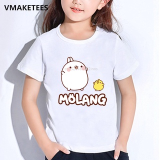 เสื้อยืด พิมพ์ลายการ์ตูนกระต่าย Molang and Piupiu น่ารัก แฟชั่นฤดูร้อน สําหรับเด็กผู้ชาย และเด็กผู้หญิง