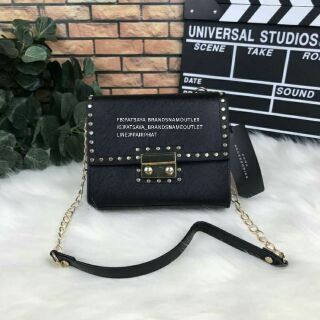 ZARA STUDDED CROSSBODY BAGแท้💯outlet กระเป๋าสายโซ่สะพายยาวมีหนังรองบ่า