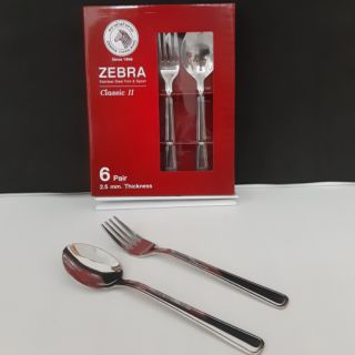 Zeber ช้อม- ส้อมหัวม้าลาย Classic ll หนา2.5 mm.ราคา6คู่
