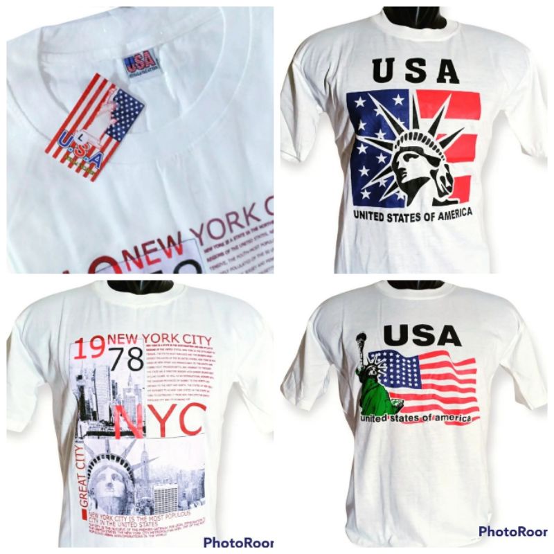 ! เสื้อยืดอเมริกัน SOUVENIR เสื้อยืด USA