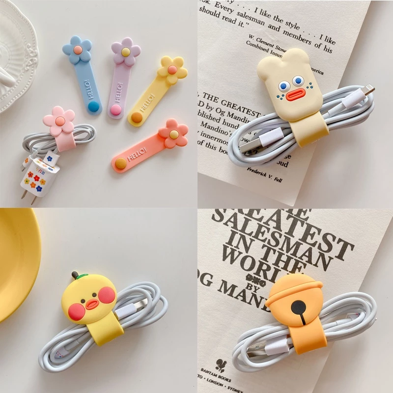 Cartoon Fashion Silicone Button Storage Cable Organizer Data Wire Headphone Line Protection Retainer