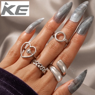 Popular Set Rings Exaggerated Love Circle Geometric Open Ring 4-Piece Set for girls for women