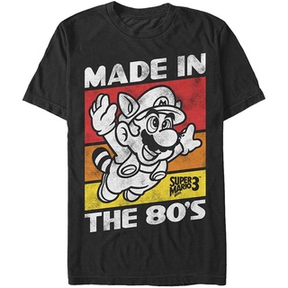 ผ้าฝ้ายคอกลม100%cotton เสื้อยืดคอวีผู้ชาย Mens Nintendo Raccoon Mario Made In The 80s T-Shirt men เสื้อ ยืด ผู้ชาย คอก