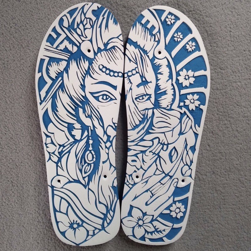 รองเท้าช้างดาวแท้100%แกะลายเกอิ(HANDMADE)