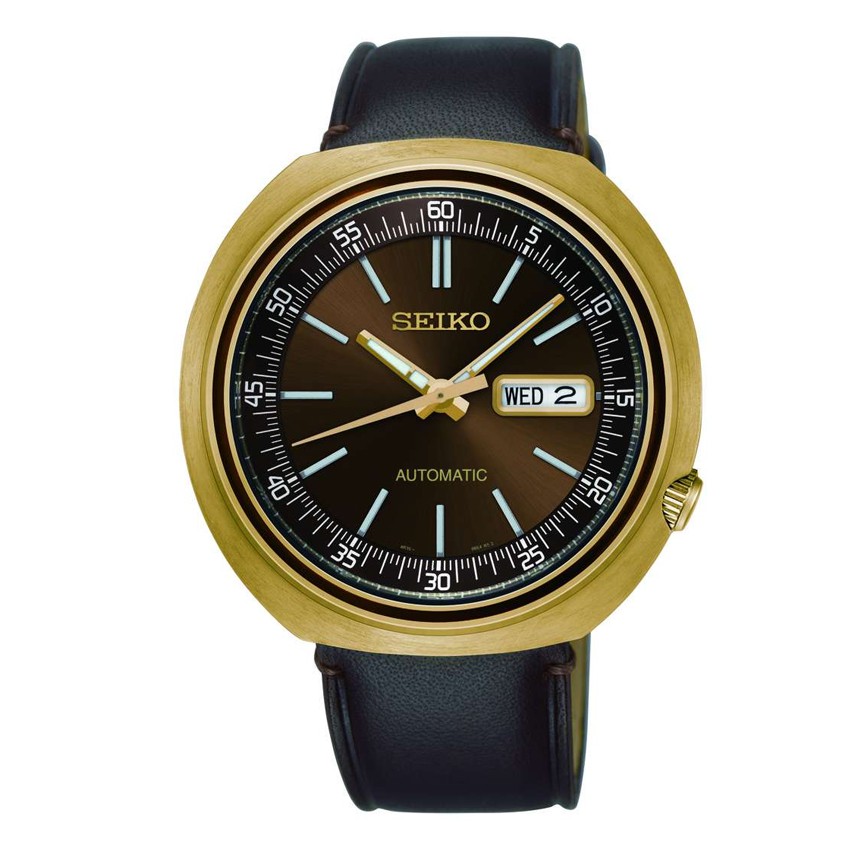 SEIKO Limited Edition นาฬิกาข้อมือผู้ชายเรือนทอง หน้าปัดน้ำตาล สายหนัง รุ่น SRPC16K1