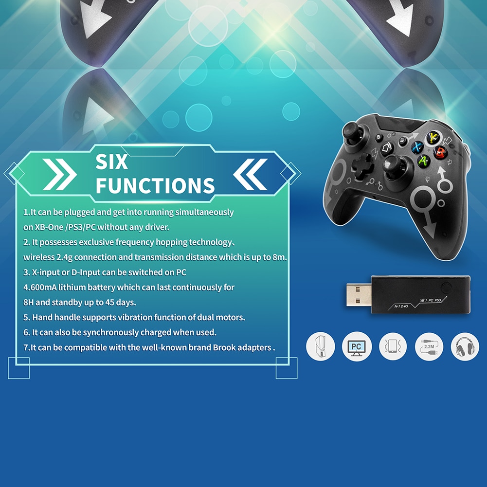Wireless 2.4GHz Game Controller for Xbox One PS3 PC Games Joystick ...