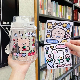 1 Sheet Cute Cartoon Bear Bunny Puppy Water Cup Water Bottle Waterproof Sticker DIY