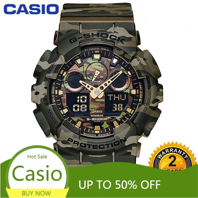 G/s/h/o/c/k GA-100/GA-110 series นาฬิกา GA-100 นาฬิกาสปอร์ตลวงตาผู้ชาย Army Blue GA-100CM-8A แฟชั่นก