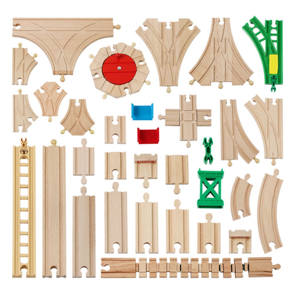 รถของเล่นNew Wooden Railway Set arts Beech Wooden Train Tracks