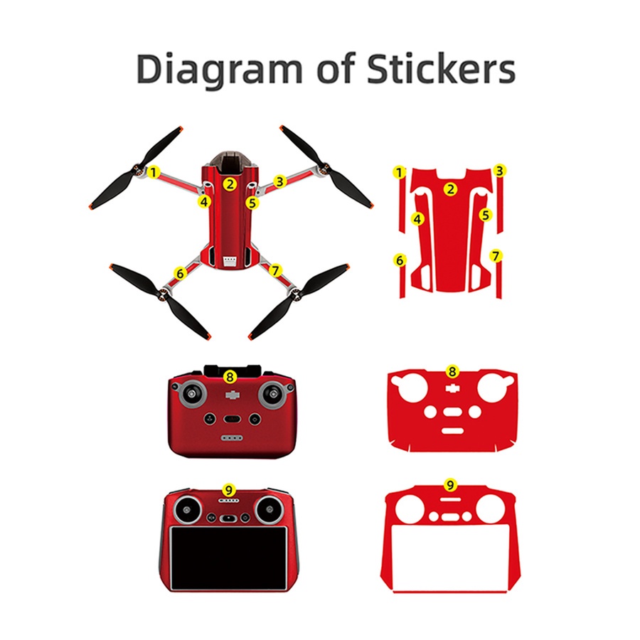 UAVFor DJI Mini 3 ro Stickers Drone rotective Film Waterroof Aircraft ...