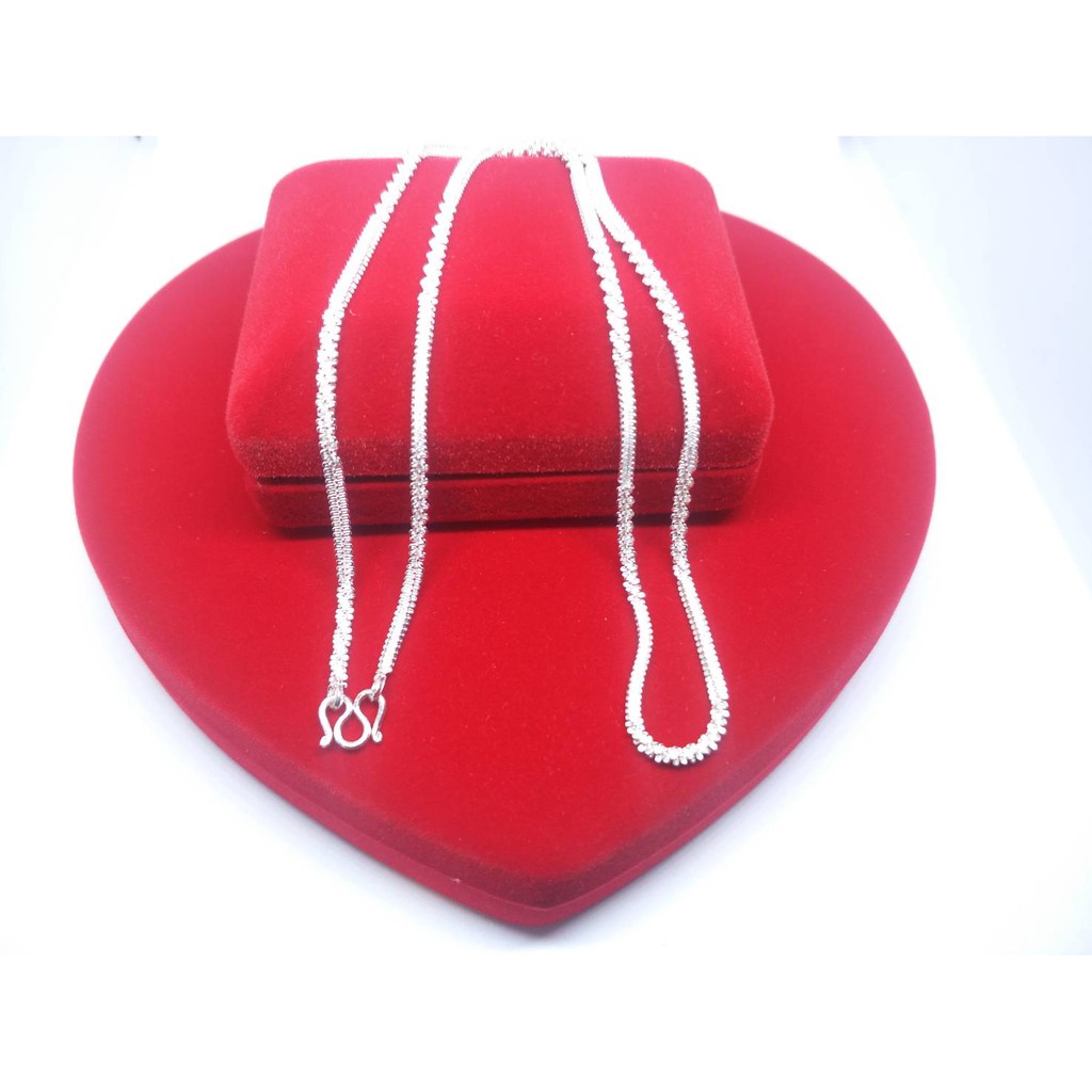 PSN112 สร้อยคอเงิน ลายมาลัย ชุบเศษเงินแท้925 ยาว45cm