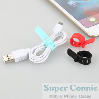 1pcs Solid Candy Color Data Cable Silicone Cable Ties