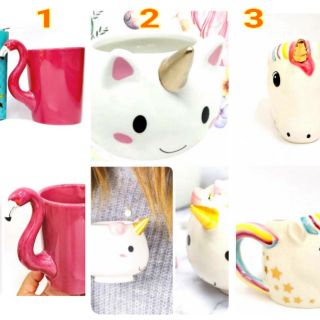 แก้ว mug  ลายUnicorn And Flamingo