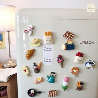 《พร้อมส่ง》 แม่เหล็กติดตู้เย็น กระดาษโน๊ต magnet 3D แม่เหล็กติดบอร์ด กระดาน ลายอาหาร ไข่ดาว ขนมปัง กาแฟ น่ารัก