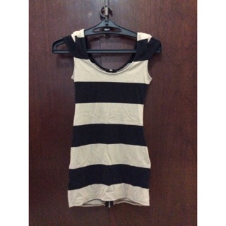 ✨NEW✨ Dress เดรส ชุดกระโปรง สั้น คอกว้าง แขนกุด รัดรูป แบรนด์ Brand Divided by H&amp;M แท้ สี Taupe - ดำ เซ็กซี่ Sexy