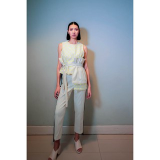 Label 31: กางเกงขาตรงสลิมเล็กน้อย DOUBLE-STRIPE PANTS /S/M/L