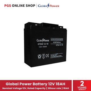 Global Power Battery 12V 18AH (แบตเตอรี่แห้ง) สำหรับเครื่องสำรองไฟ ไฟฉุกเฉิน และอุปกรณ์ไฟฟ้า สินค้ารับประกัน 2 ปี