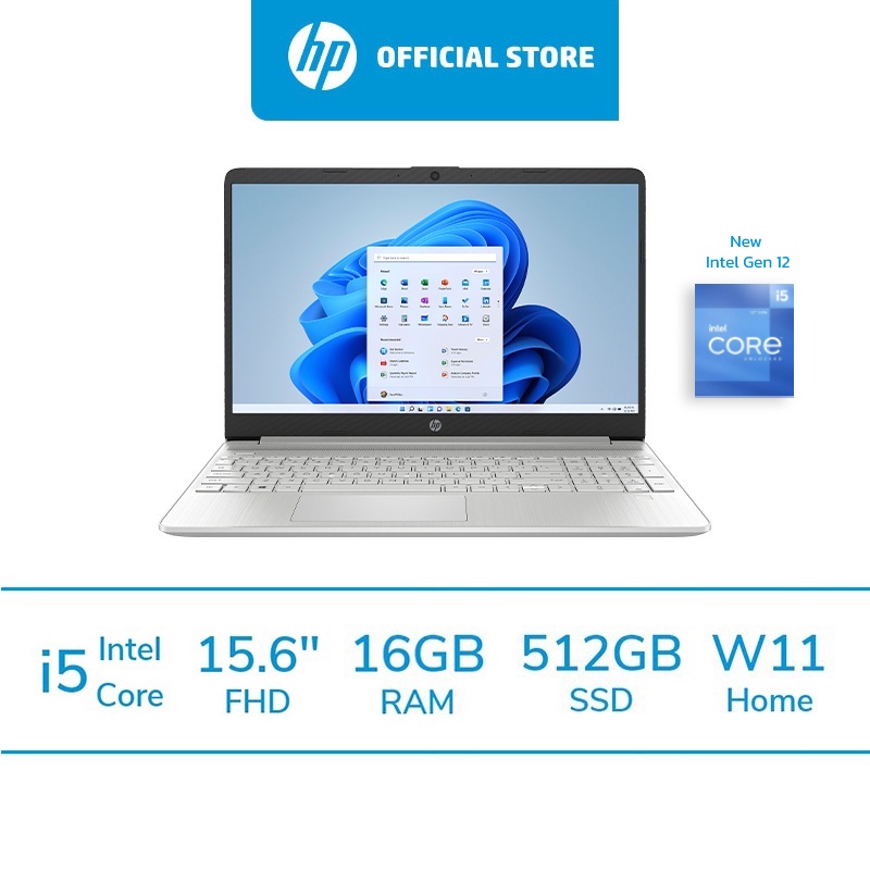 [ผ่อน 0%] โน๊ตบุ๊ค HP Laptop 15s-fq5084TU/ HP Laptop 15s-fq4044TU i5-1155G7 Intel Core i5 / RAM 16GB/ SSD512 GB/ Intel Iris Xe/ Win11Home/ 2Yrs Onsite