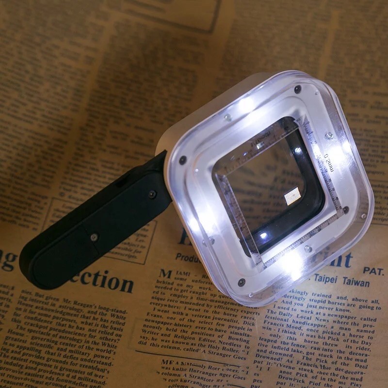 8LED(ไฟขาว/ไฟน้ำเงิน)แว่นขยายพับเก็บได้ แบบDualแก้ว กำลังขยาย 10x/15x/20x รุ่น TH8016