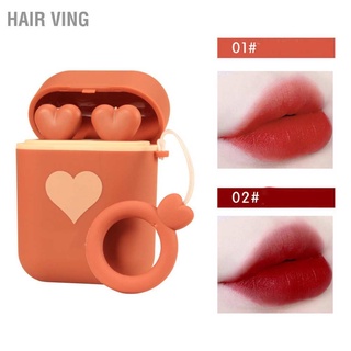 HaiR Ving Women Lipstick Set 2 Colors Matte Moisturizing Earphone Box Shape Lip Makeup Cosmetic 1.2g