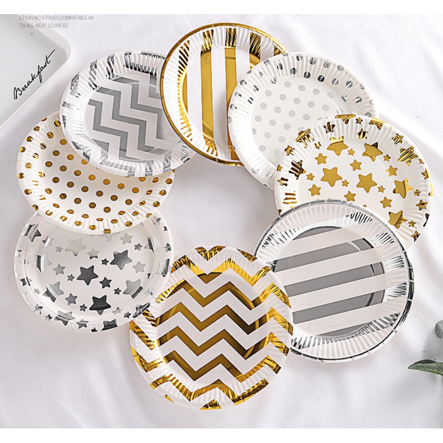 ซิกแซก จานกระดาษ แก้วกระดาษ จานปาร์ตี้ ใช้แล้วทิ้ง Zigzag Birthday Party Table Set Disposable Paper Plate Napkin Cup