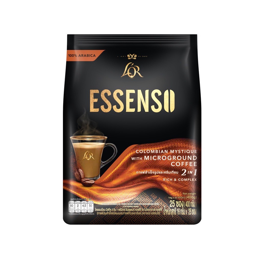 (25 ซอง) L'OR Essenso Microgroud Coffee 2in1 Colombian Mystique ลอร์ เอสเซ็นโซ่ กาแฟสำเร็จรูปและครีมเทียม 400 กรัม #10