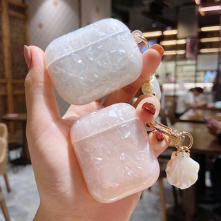 เคสหูฟัง ประดับไข่มุก หรูหรา พร้อมพวงกุญแจ อุปกรณ์เสริม สําหรับ AirPods 1 2 3 AirPods Pro