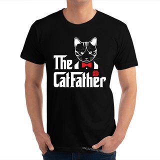 เสื้อยืดผ้าฝ้ายพิมพ์ลายคลาสสิก เสื้อยืดผ้าฝ้าย 100% พิมพ์ลาย The father of cat Funny Family สําหรับผู้ชาย